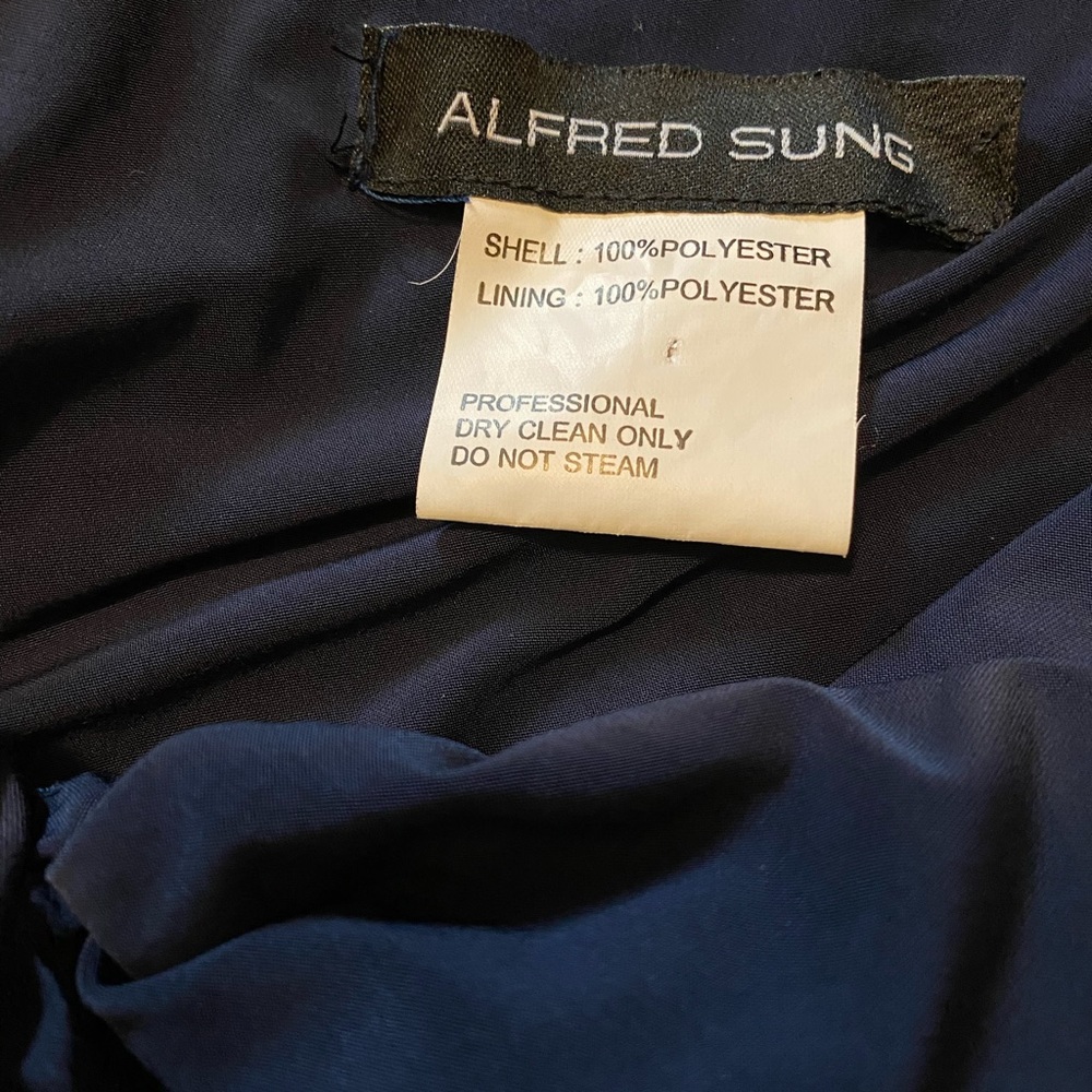 Alfred Sung Mikado Midnight Blue Gown B1 - Picture 4 of 8